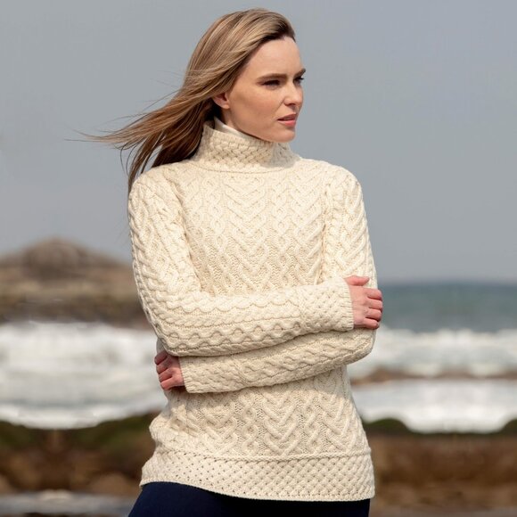 NEW Aran Mor 100% Irish Marino Wool Sweater Natural Colour, Size L - Picture 2 of 16